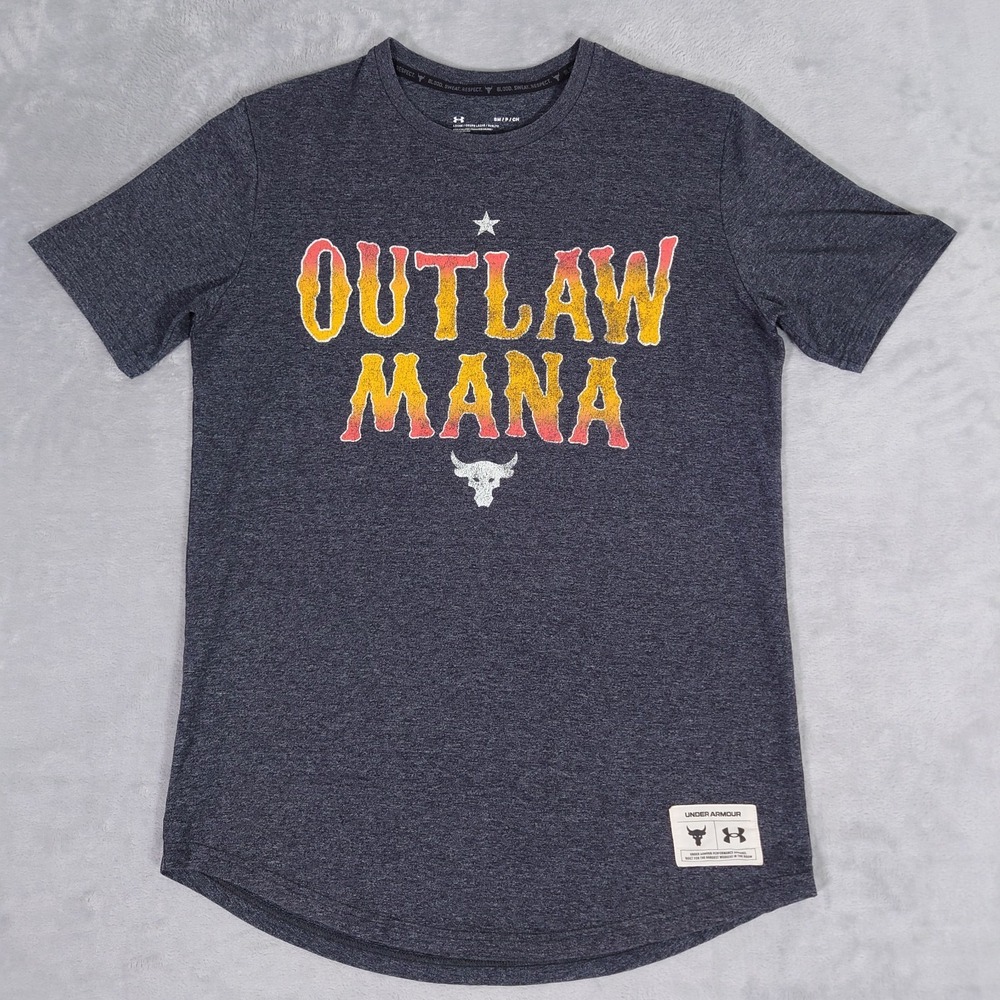 Under Armour Project Rock Outlaw Mana Tee Mens S Gray Short Sleeve 1369138